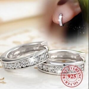 925 Sterling Silver Hypoallergenic Hoop Earrings Embellished With Zircon